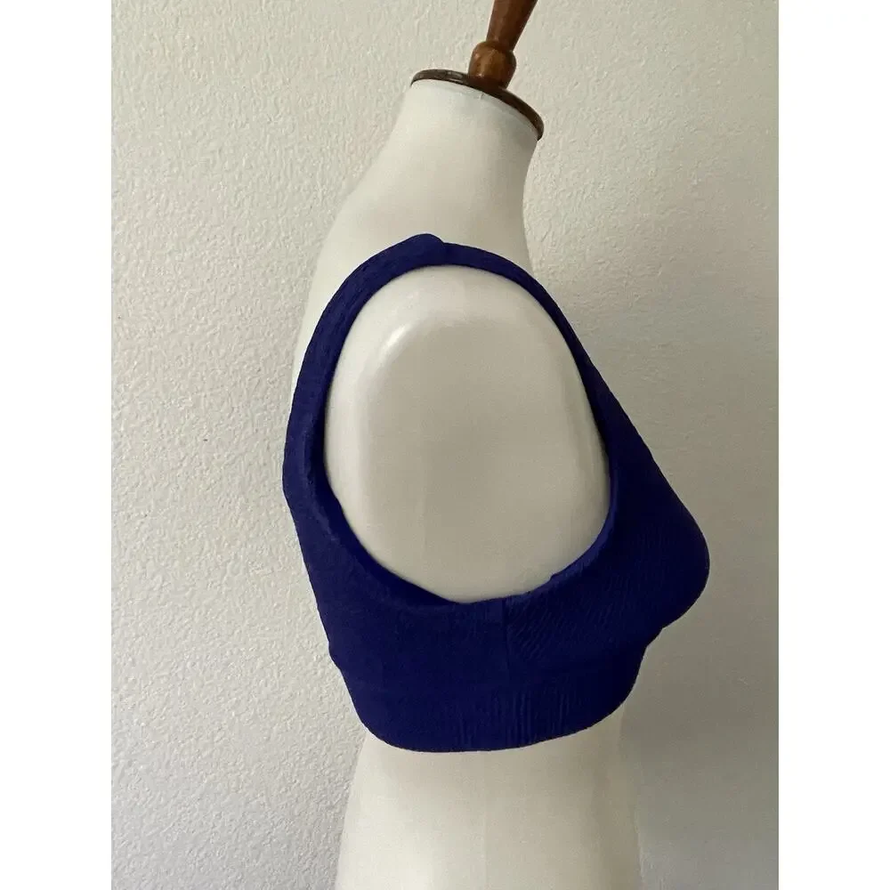 Calia Swim Bikini Top Keyhole Cut Out Textured Swimwear Indigo
